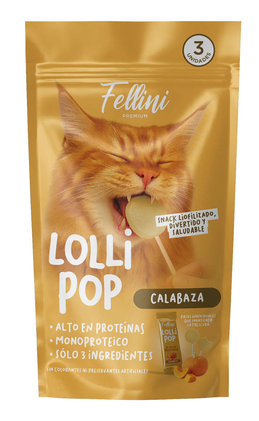 FELLINI - LOLLIPOP CALABAZA 3 U - Imagen 2