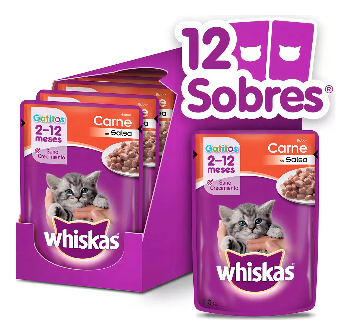 WHISKAS - POUCH GATITOS CARNE 85 GR - Imagen 2
