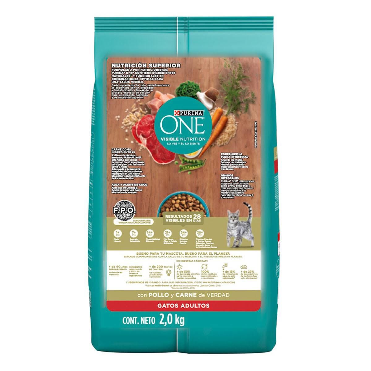 PURINA ONE - CAT ADULTO CON POLLO Y CARNE 2 KG - Imagen 2
