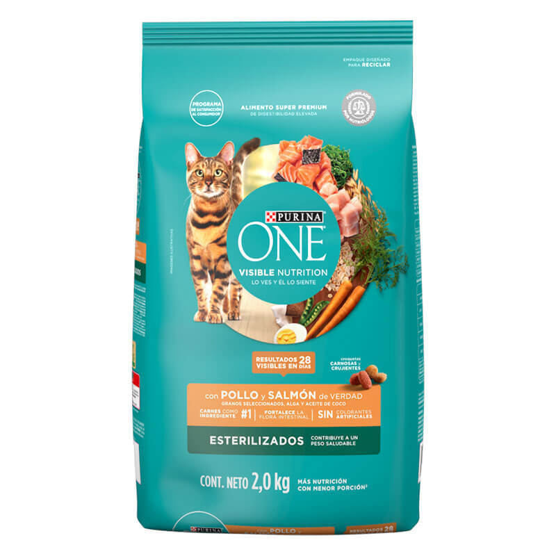 PURINA ONE - CAT POLLO Y SALMON ESTERILIZADO 2 KG