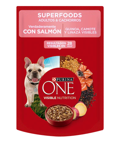 PURINA ONE - PERROS SUPERFOODS ADULTOS Y CACHORROS SALMON 85 GR