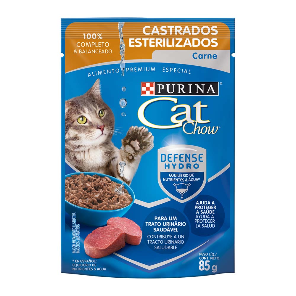 CAT CHOW - POUCH ESTERILIZADOS CARNE 85 GR - Imagen 3