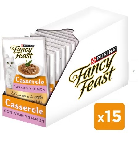FANCY FEAST - POUCH CASSEROLE CON ATUN Y SALMON 85 GR - Imagen 2