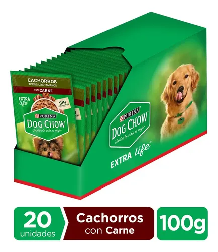 DOG CHOW - POUCH CACHORROS TODOS LOS TAMAÑOS CARNE 100 GR - Imagen 2