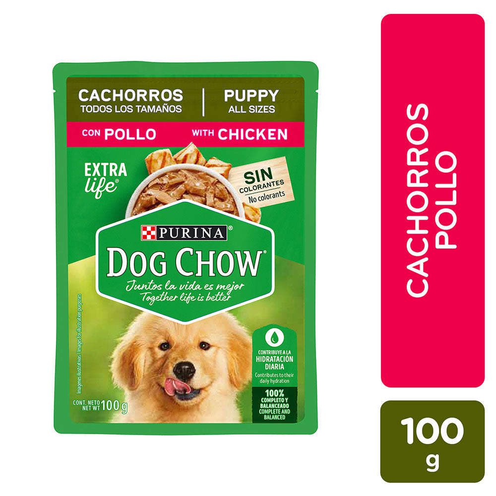 DOG CHOW - POUCH CACHORRO TODOS LOS TAMAÑOS POLLO 100 GR - Imagen 2