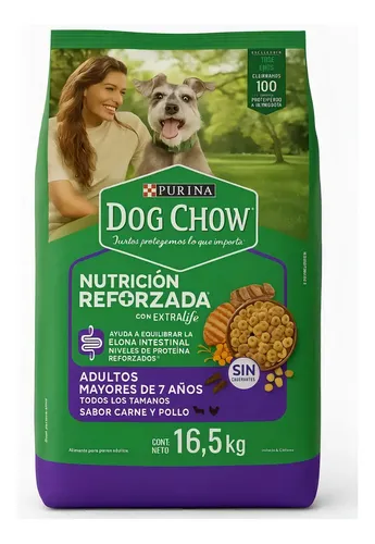 DOG CHOW - ADULTOS MAYORES 7 AÑOS CARNE Y POLLO 16.5 KG