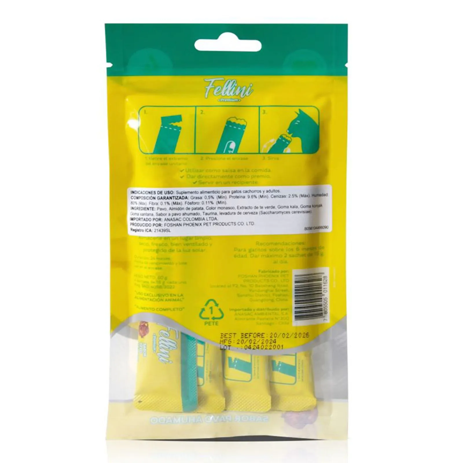 FELLINI - SNACK CREAMY PAVO AHUMADO (LIGHT) 4 UNIDADES DE 15 GR / 60 GR
