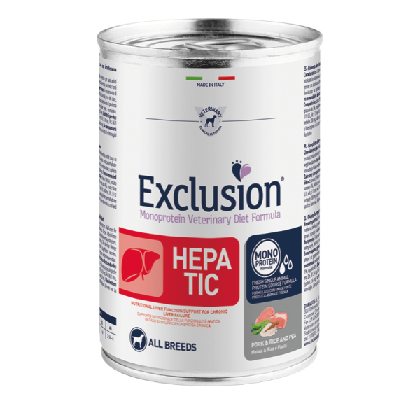 EXCLUSION - VET PERRO HEPATICO CERDO, ARROZ Y ARVEJA 400 GRS