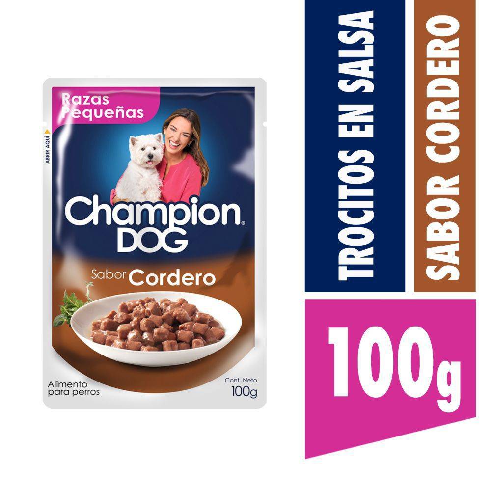 CHAMPION DOG - POUCH RAZA PEQUEÑA CORDERO 100 GR (24*100GR)