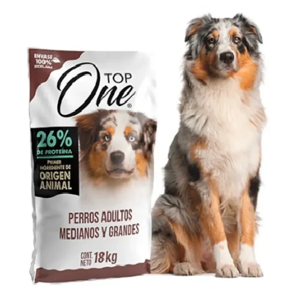 TOP ONE - PERRO ADULTOS MEDIANOS Y GRANDES CON POLLO 18 KG