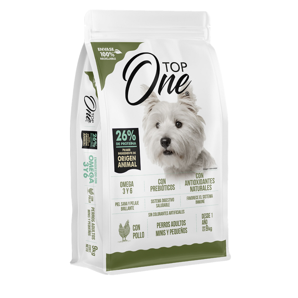 TOP ONE - PERRO ADULTOS MINIS Y PEQUEÑOS CON POLLO 9 KG