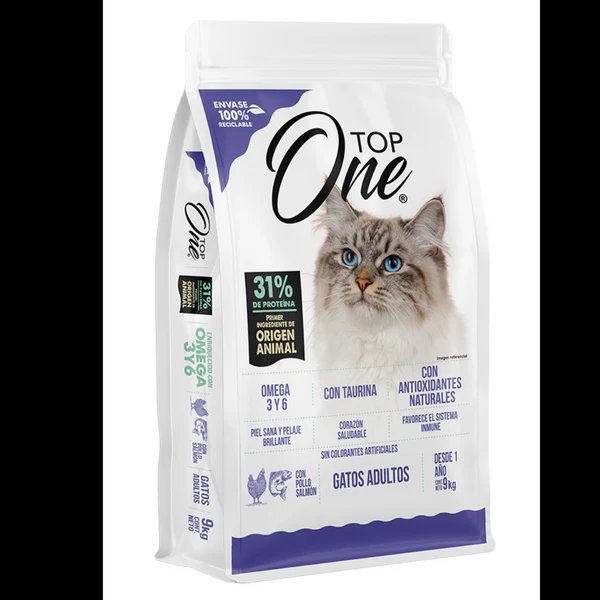 TOP ONE - GATO ADULTO CON POLLO Y SALMON 9 KG - Imagen 2
