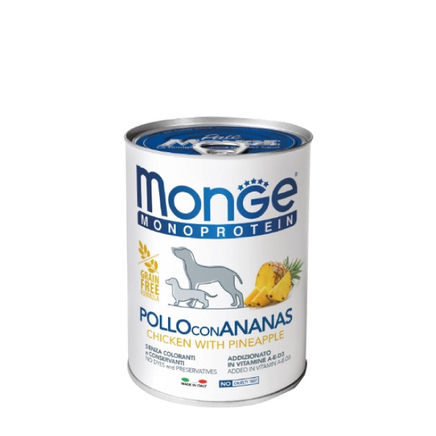 MONGE PERRO - LATA MONOPROTEICA GRAIN FREE POLLO CON PIÑA 400 GR