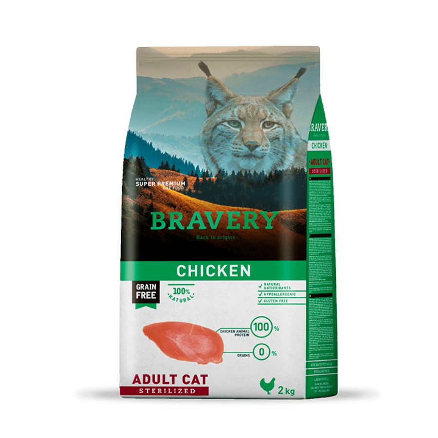 BRAVERY - CHICKEN ADULT CAT STERILIZED 2 KG - Imagen 2