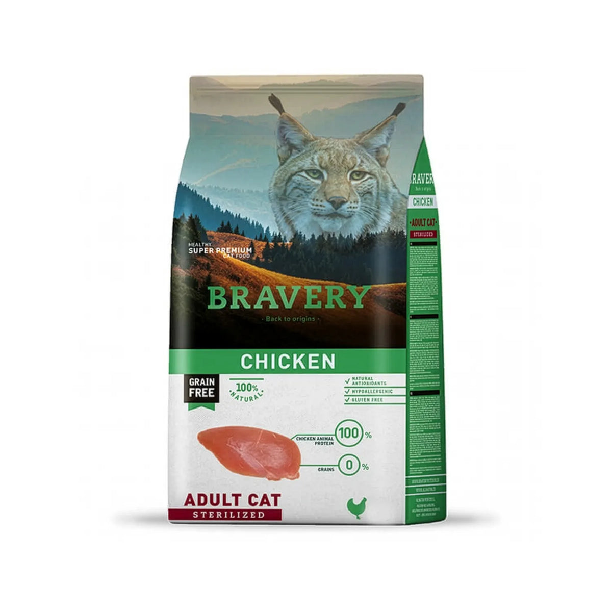 BRAVERY - CHICKEN ADULT CAT STERILIZED 2 KG - Imagen 3