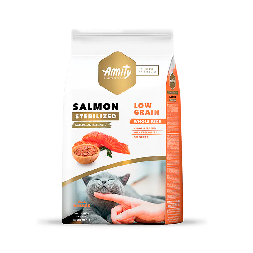 AMITY - GATO ADULTO ESTERILIZADO SALMON LOW GRAIN 2 KG