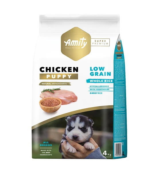 AMITY - PREMIUM CHICKEN & RICE PUPPY GMO FREE 4 KG