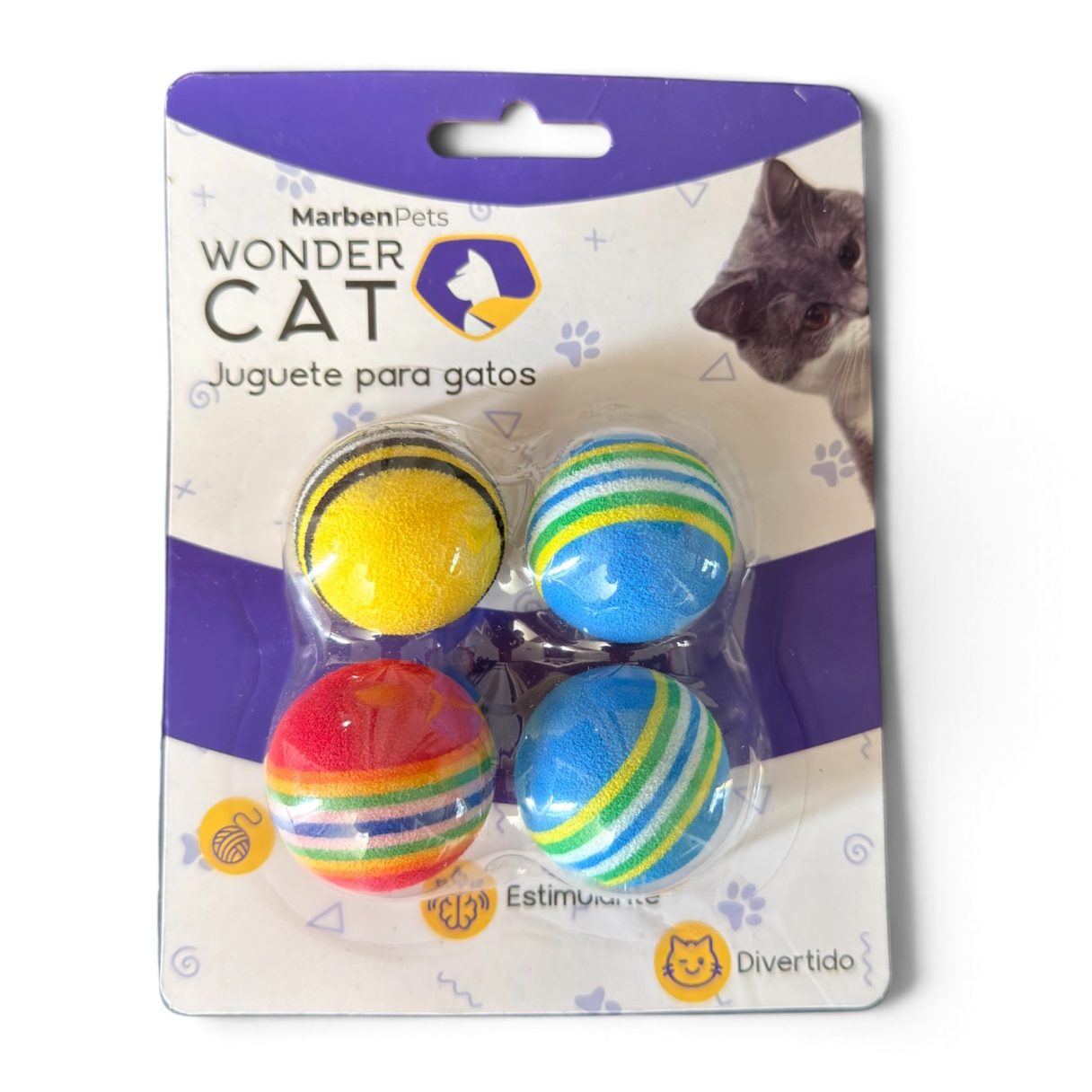 WONDER CAT - SET 4 PELOTAS DE LANA PARA GATOS (62626-125) - Imagen 2