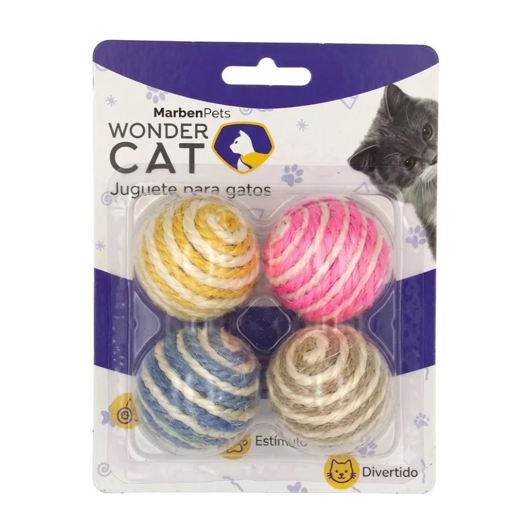WONDER CAT - SET 4 PELOTAS DE COLORES PARA GATOS (62626-135)