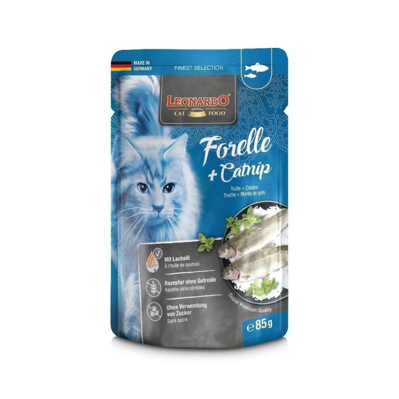 LEONARDO - POUCH TRUCHA Y CATNIP 85 GR