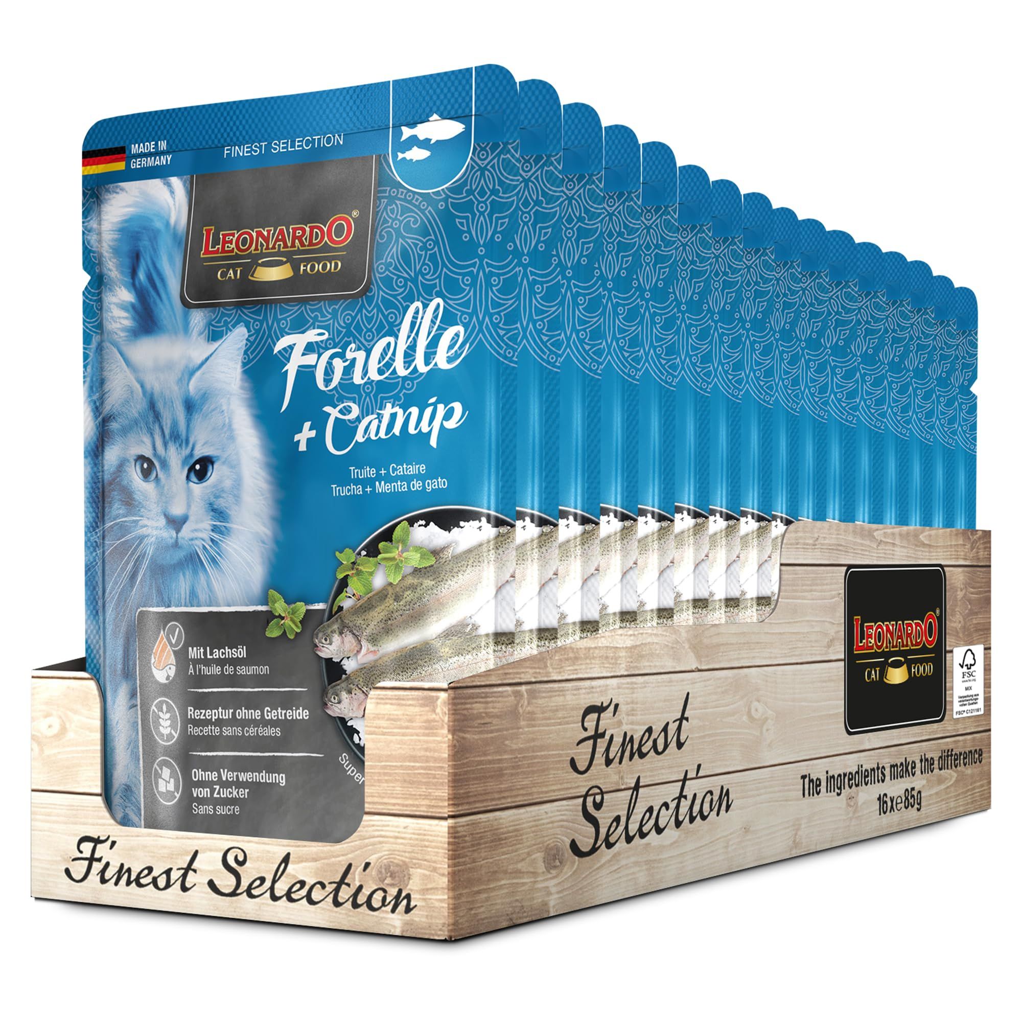 LEONARDO - POUCH TRUCHA Y CATNIP 85 GR - Imagen 2