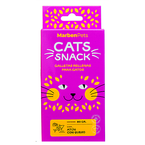 MARBEN PETS - CATS SNACK GALLETAS RELLENAS ATÚN CON QUESO 80 GR (CK1002) - Imagen 2