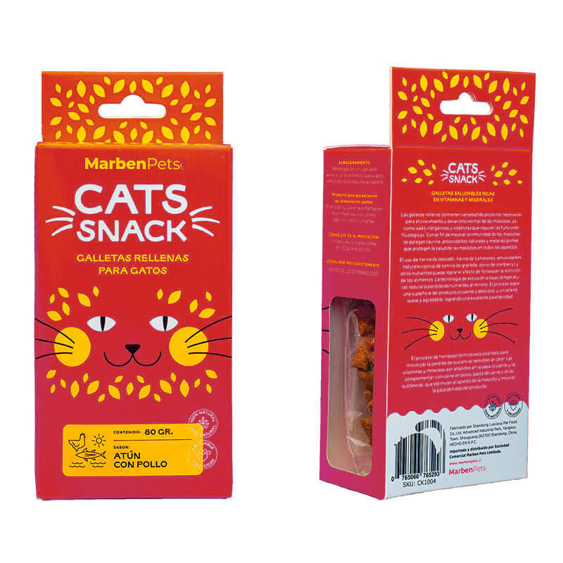MARBEN PETS - CATS SNACK GALLETAS RELLENAS ATÚN CON POLLO 80 GR (CK1004)