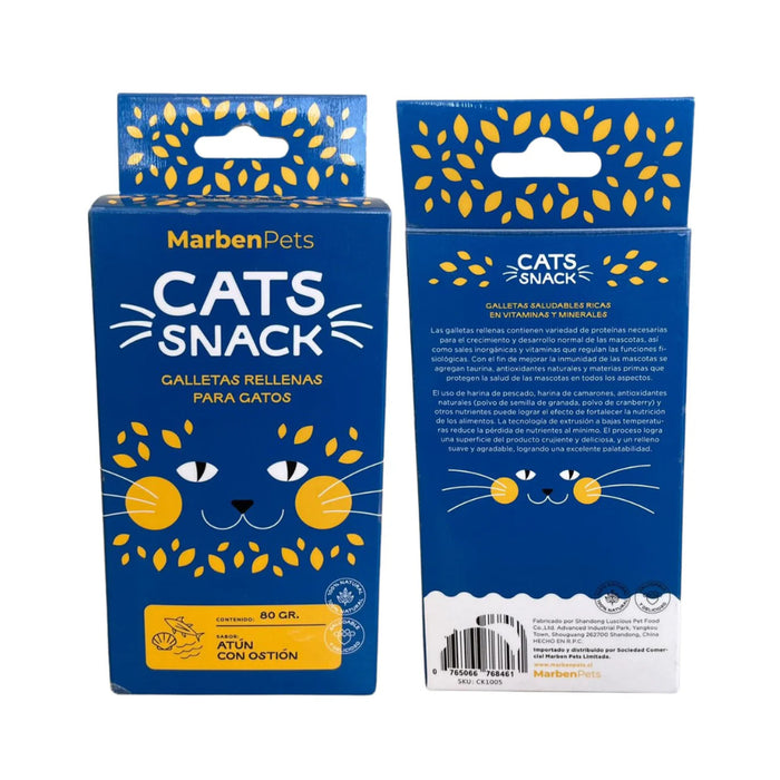 MARBEN PETS - CATS SNACK GALLETAS RELLENAS ATÚN CON OSTION 80 GR (CK1005) - Imagen 3
