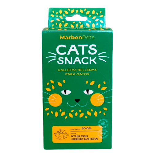 MARBEN PETS - CATS SNACK GALLETAS RELLENAS ATÚN CON HIERBA GATERA 80 GR (CK1007)