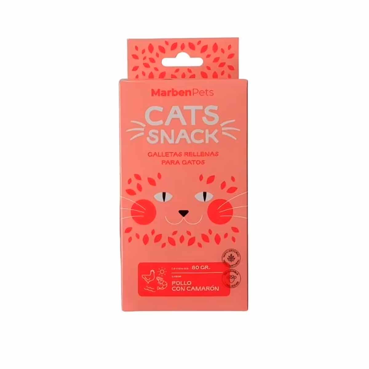 MARBEN PETS - CATS SNACK GALLETAS RELLENAS POLLO CON CAMARON 80 GR (CK1008) - Imagen 2