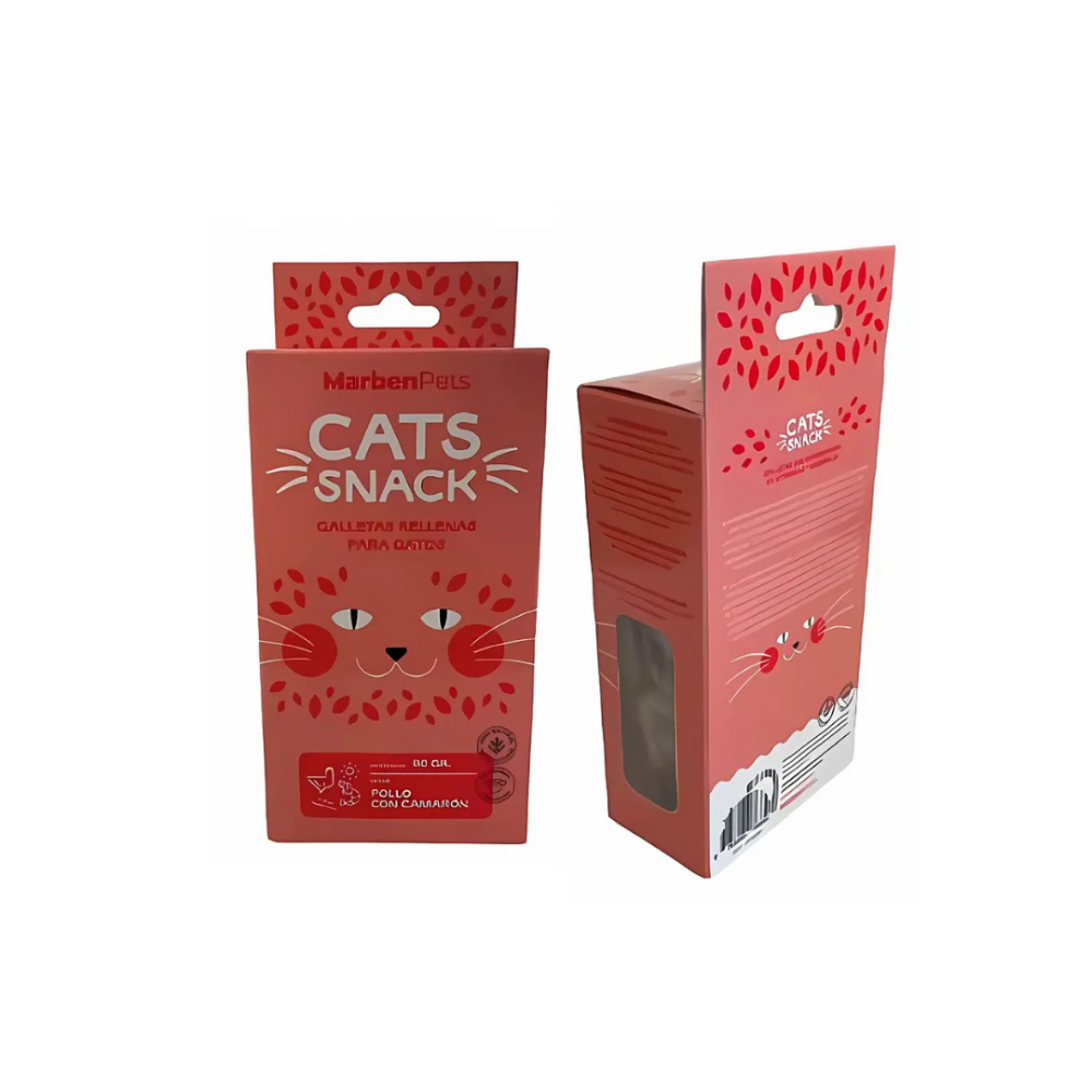 MARBEN PETS - CATS SNACK GALLETAS RELLENAS POLLO CON CAMARON 80 GR (CK1008) - Imagen 3