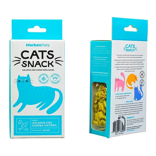 MARBEN PETS - CATS SNACK GALLETAS SALMON CON HIERBA GATERA 80 GR (CK1021) - Imagen 2