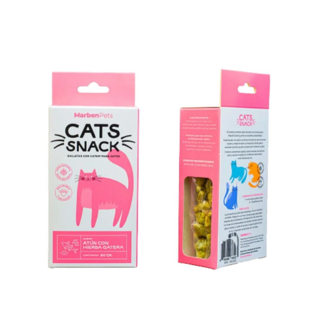 MARBEN PETS - CATS SNACK GALLETAS ATÚN CON HIERBA GATERA 80 GR (CK1022) - Imagen 2