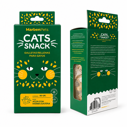 MARBEN PETS - CATS SNACK GALLETAS ATÚN CON HIERBA GATERA 80 GR (CK1022) - Imagen 3