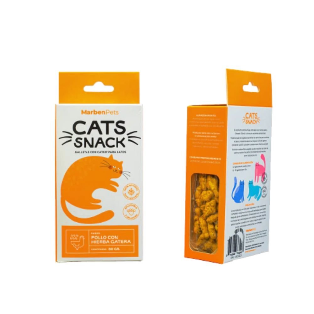 MARBEN PETS - CATS SNACK GALLETAS POLLO CON HIERBA GATERA 80 GR (CK1023)