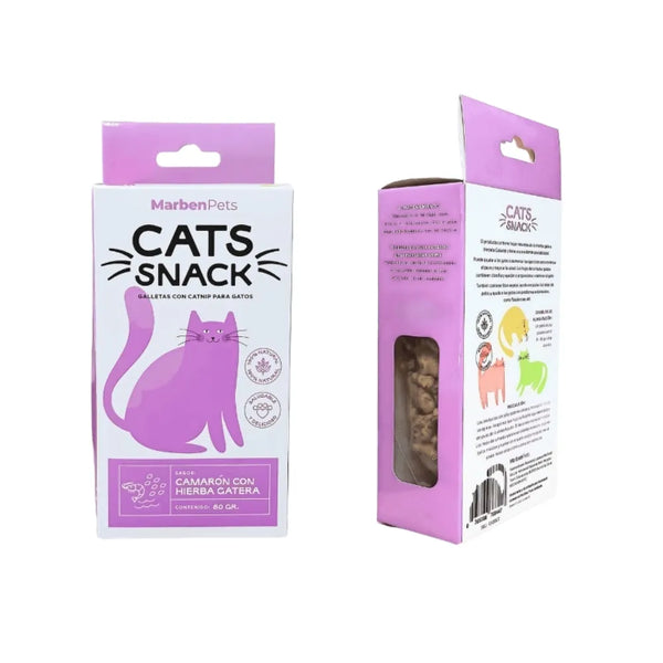MARBEN PETS - CATS SNACK GALLETAS CAMARON CON HIERBA GATERA 80 GR (CK1027)