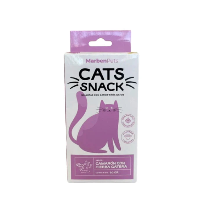MARBEN PETS - CATS SNACK GALLETAS CAMARON CON HIERBA GATERA 80 GR (CK1027) - Imagen 2