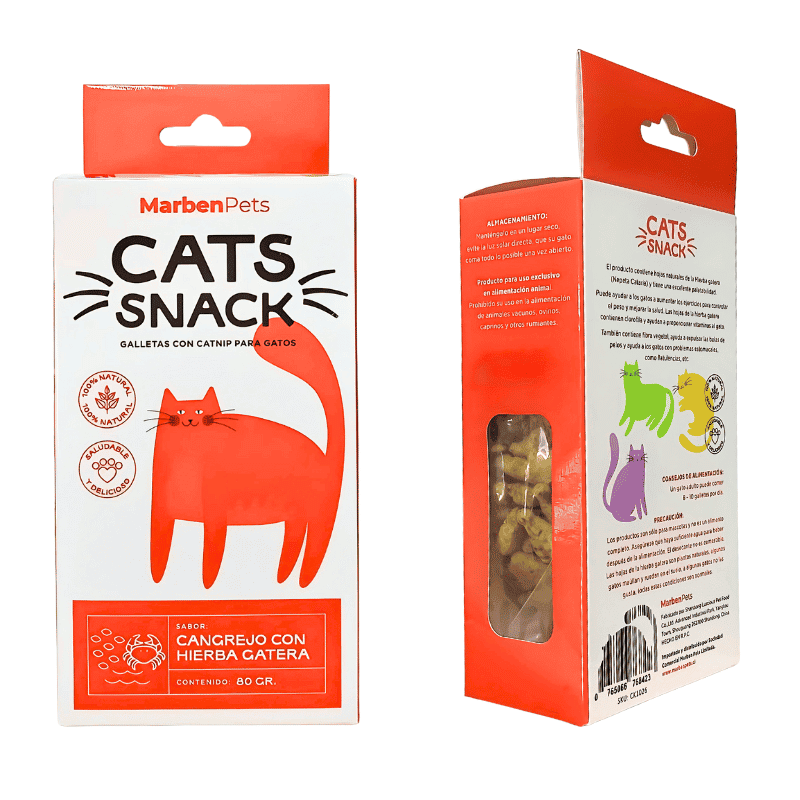 MARBEN PETS - CATS SNACK GALLETAS CAMARON CON HIERBA GATERA 80 GR (CK1027) - Imagen 3