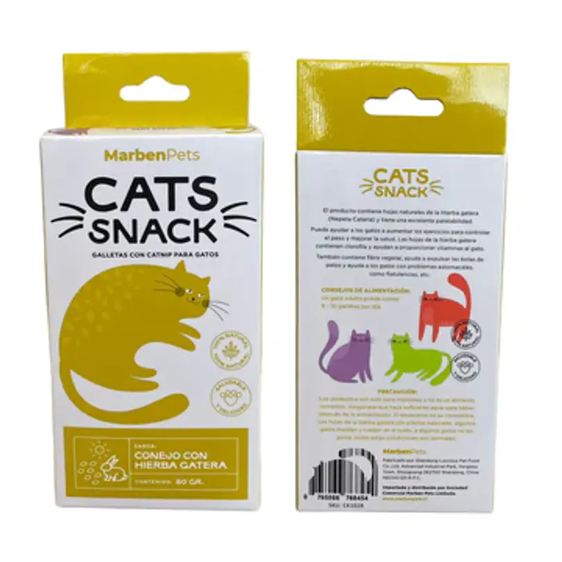 MARBEN PETS - CATS SNACK GALLETAS CONEJO CON HIERBA GATERA 80 GR (CK1028) - Imagen 3
