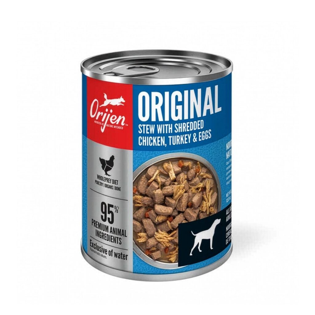 ORIJEN - LATA PERRO ORIGINAL STEW WITH SHREDDED CHICKEN, TURKEY & EGGS 360 GR