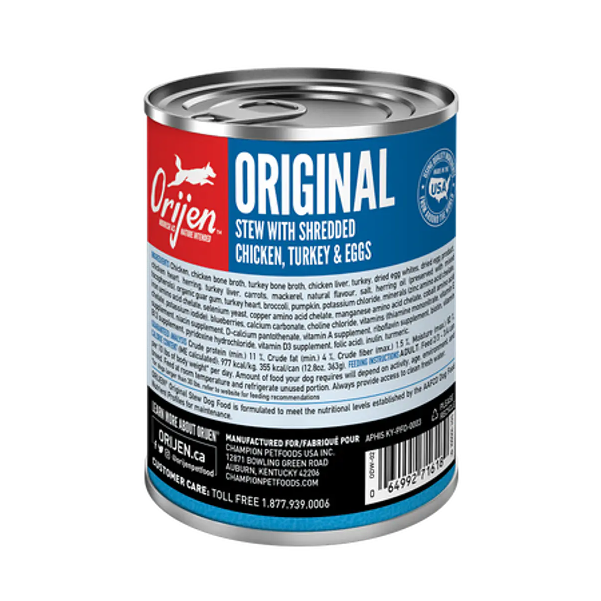 ORIJEN - LATA PERRO ORIGINAL STEW WITH SHREDDED CHICKEN, TURKEY & EGGS 360 GR - Imagen 3