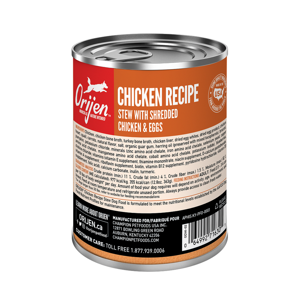 ORIJEN - LATA PERRO CHICKEN RECIPE STEW WITH SHREDDED CHICKEN & EGGS 360 GR - Imagen 3