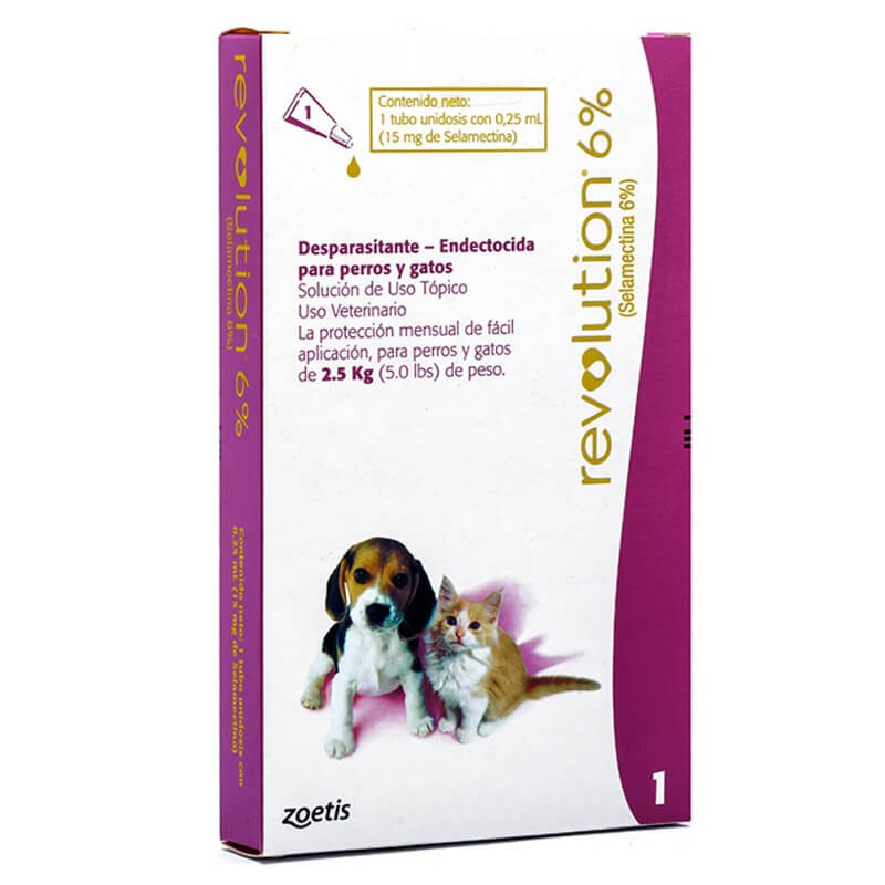 REVOLUTION - 6 % PERRO GATO 2.5 KG PESO (ROSADA)