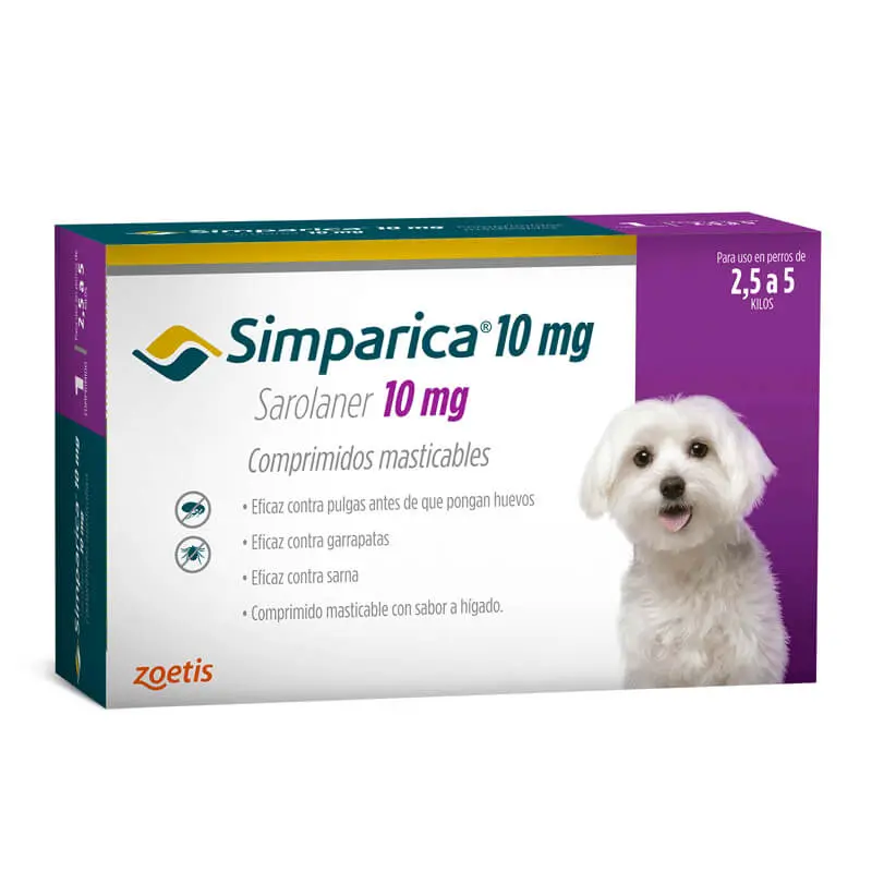 SIMPARICA - 10 MG 3 COMPRIMIDO 2.5 A 5 KG