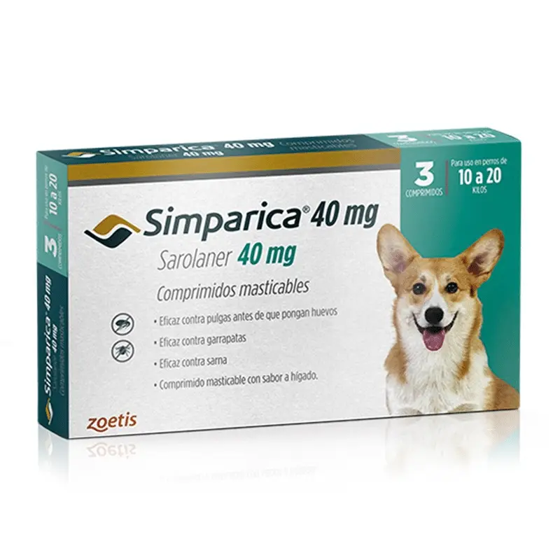 SIMPARICA - 40 MG 3 COMPRIMIDO 10 A 20 KG