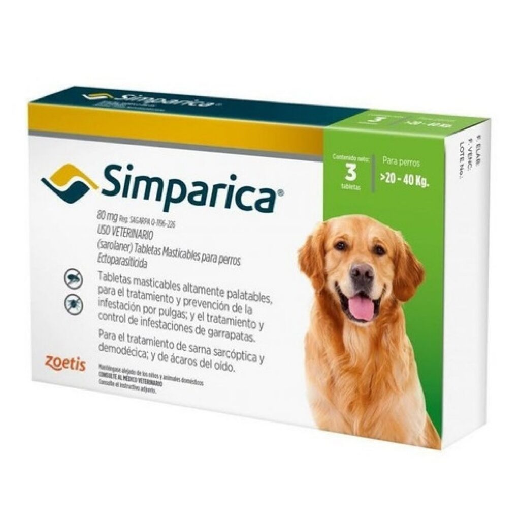 SIMPARICA - 80 MG 3 COMPRIMIDO 20 A 40 KG