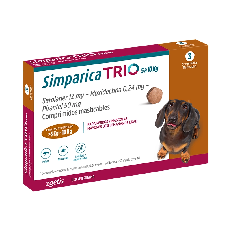 SIMPARICA - TRIO 3 TABLETAS 5 - 10 KG