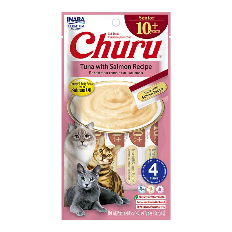 CHURU - CAT SENIOR 10+ TUNA/SALMON 14GR/4TUBE (USA694)