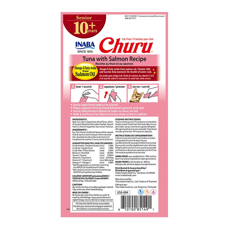 CHURU - CAT SENIOR 10+ TUNA/SALMON 14GR/4TUBE (USA694) - Imagen 2