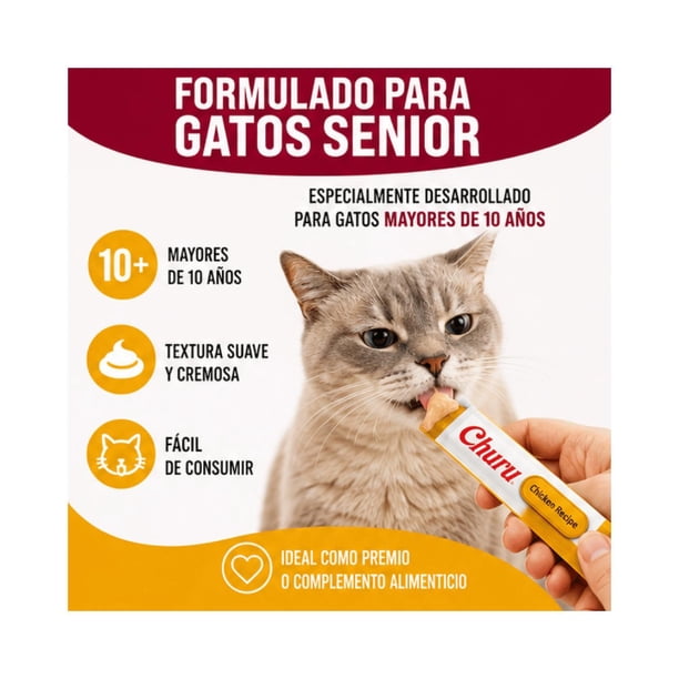 CHURU - CAT SENIOR 10+ CHICKEN 14GR/4TUBE (USA695)